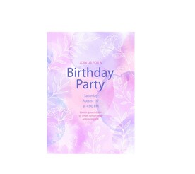 淡雅粉色花纹生日海报模板