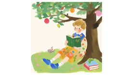 看书的小男孩矢量