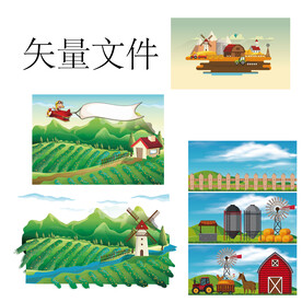 农场农田绿色插画