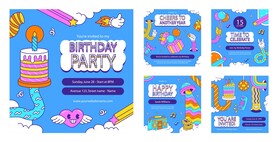 矢量生日海报模版