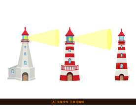 灯塔矢量卡通插画