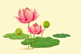 卡通荷花