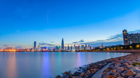 唯美城市湖景