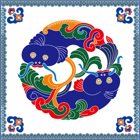 双鱼纹藏族经典底纹