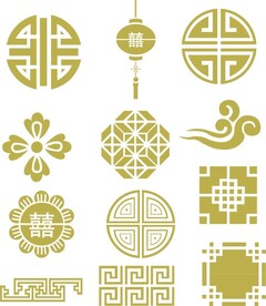 矢量AI中式花纹底图 吉祥 喜