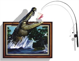3D墙画钓鳄鱼