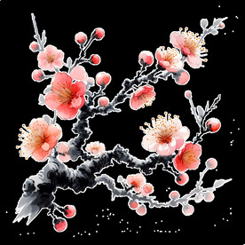 水墨画梅花