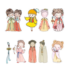 汉服 卡通人物 维吾尔族服装
