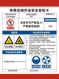 有限空间安全告知卡
