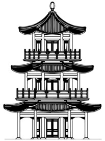 古代矢量三层阁楼