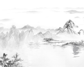 山水水墨画合层背景