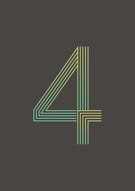 彩色线条矢量数字4