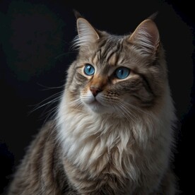 黑色背景下蓝眼睛的斑猫