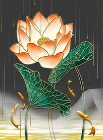 中式荷花挂画