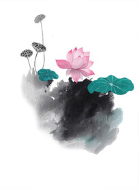 中式荷花挂画
