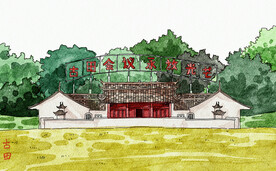 手绘旅游景点         