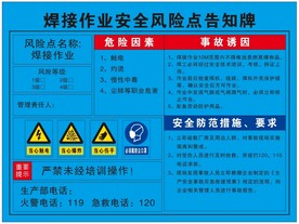 焊接作业安全风险点告知牌