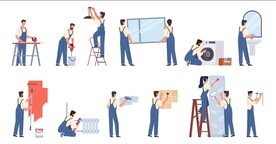 男女装修工人eps矢量图合集