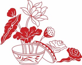 盆裁荷花矢量图