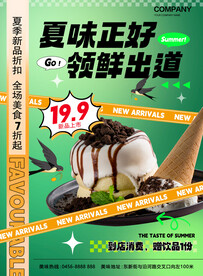 夏日甜品海报 美食冰淇淋蛋糕
