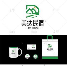 美达民宿logo设计应用