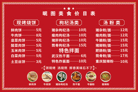 小吃店价目表