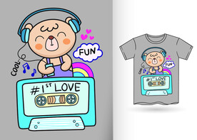 卡通小熊T恤印花
