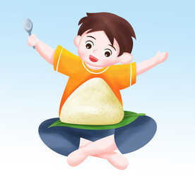 吃粽子的男孩 
