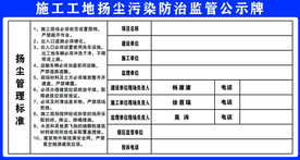 施工现场扬尘防治监管公示牌