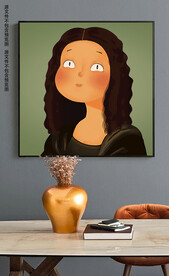 现代简约手绘卡通女孩房装饰画