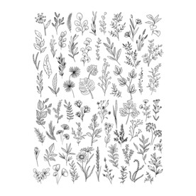 矢量线条花草素材
