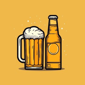 可爱啤酒卡通绘画儿童插画