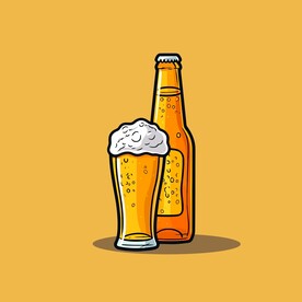 可爱啤酒卡通绘画儿童插画