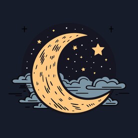 可爱月亮卡通绘画儿童插画