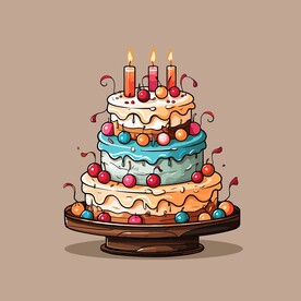 美味水果奶油蛋糕卡通矢量插画