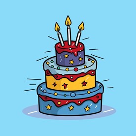 美味水果奶油蛋糕卡通矢量插画