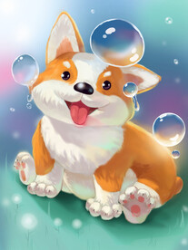 唯美小狗插画         