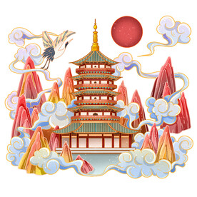 国潮插画背景         