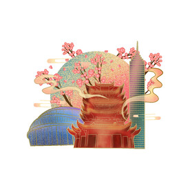 国潮插画背景         