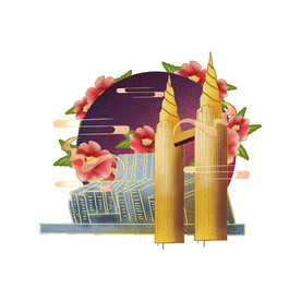 国潮插画背景         