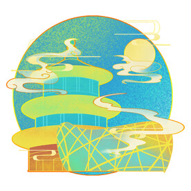 国潮插画背景         