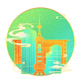 国潮插画背景         