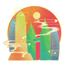 国潮插画背景         