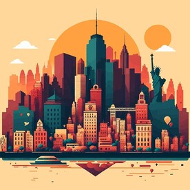 风景建筑插画         
