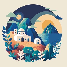 风景建筑插画         