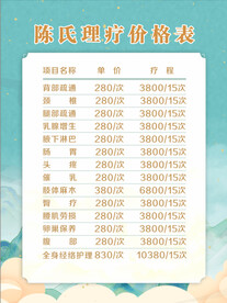 理疗价格表