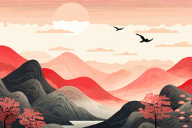 国风山水烫金         