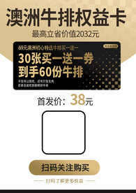 澳洲牛排权益卡海报
