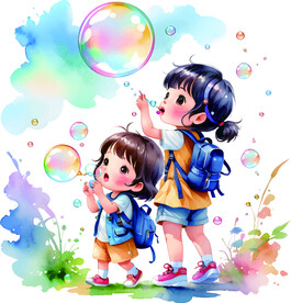 吹泡泡的姐妹
