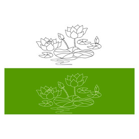 荷花线描雕刻矢量图案